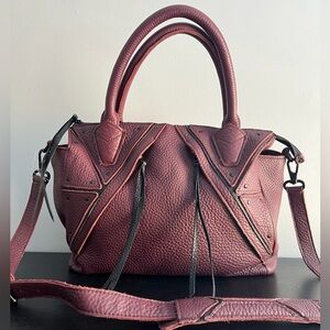 Christopher Kon Genuine Pebbled Leather Multi Pocket Shoulder Crossbody Bag